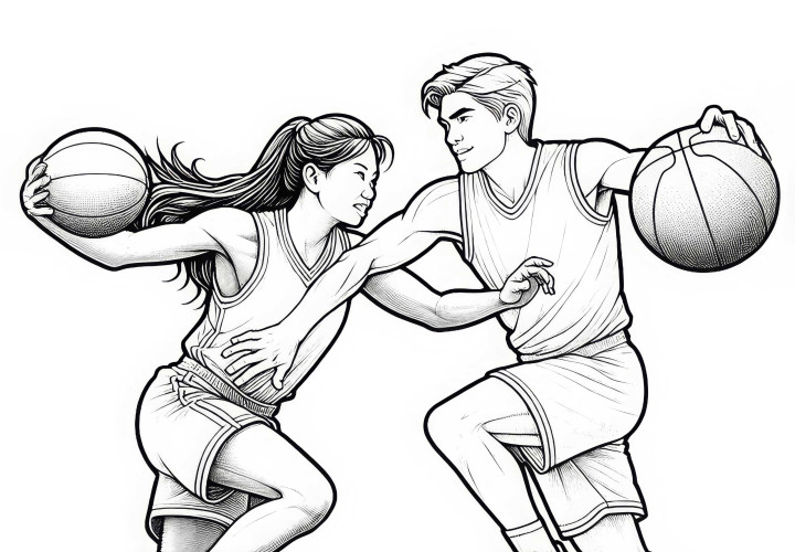 Zwei Basketballspieler Malvorlage – Detailreich und Kostenlos Zwei Basketballspieler Malvorlage – Detailreich und Kostenlos