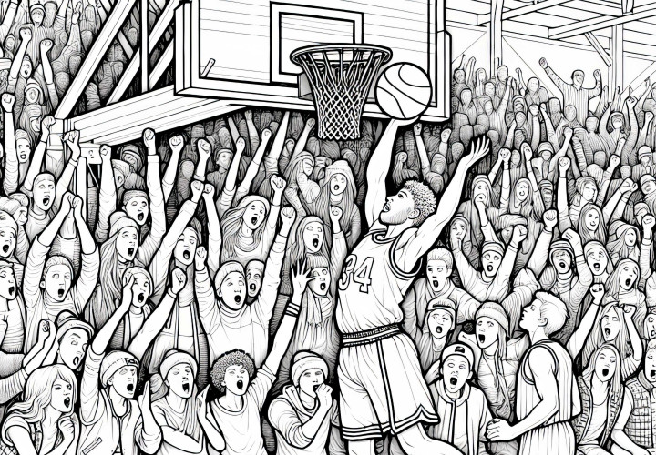 Basketball Zuschauer Jubeln Bei Korbwurf – Ausmalbild Kostenlos Basketball Zuschauer Jubeln Bei Korbwurf – Ausmalbild Kostenlos