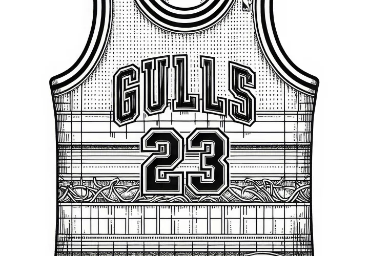 Dibujo para colorear de camiseta de baloncesto detallado gratis