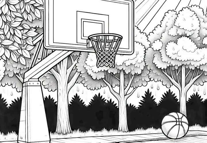 Aro de baloncesto con red - Imagen para colorear detallada gratis