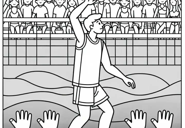 Beach Volleyball Player Coloring Page Simple Free