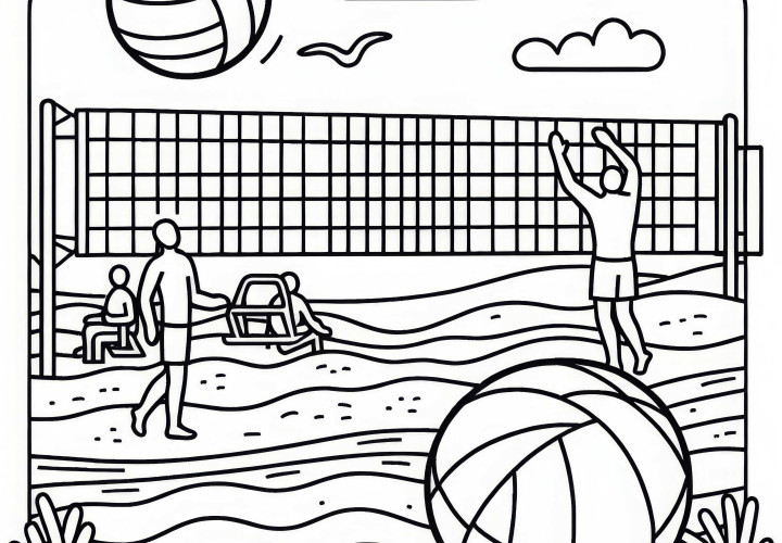 Gambar Mewarnai Bola Voli Pantai Gratis Mudah