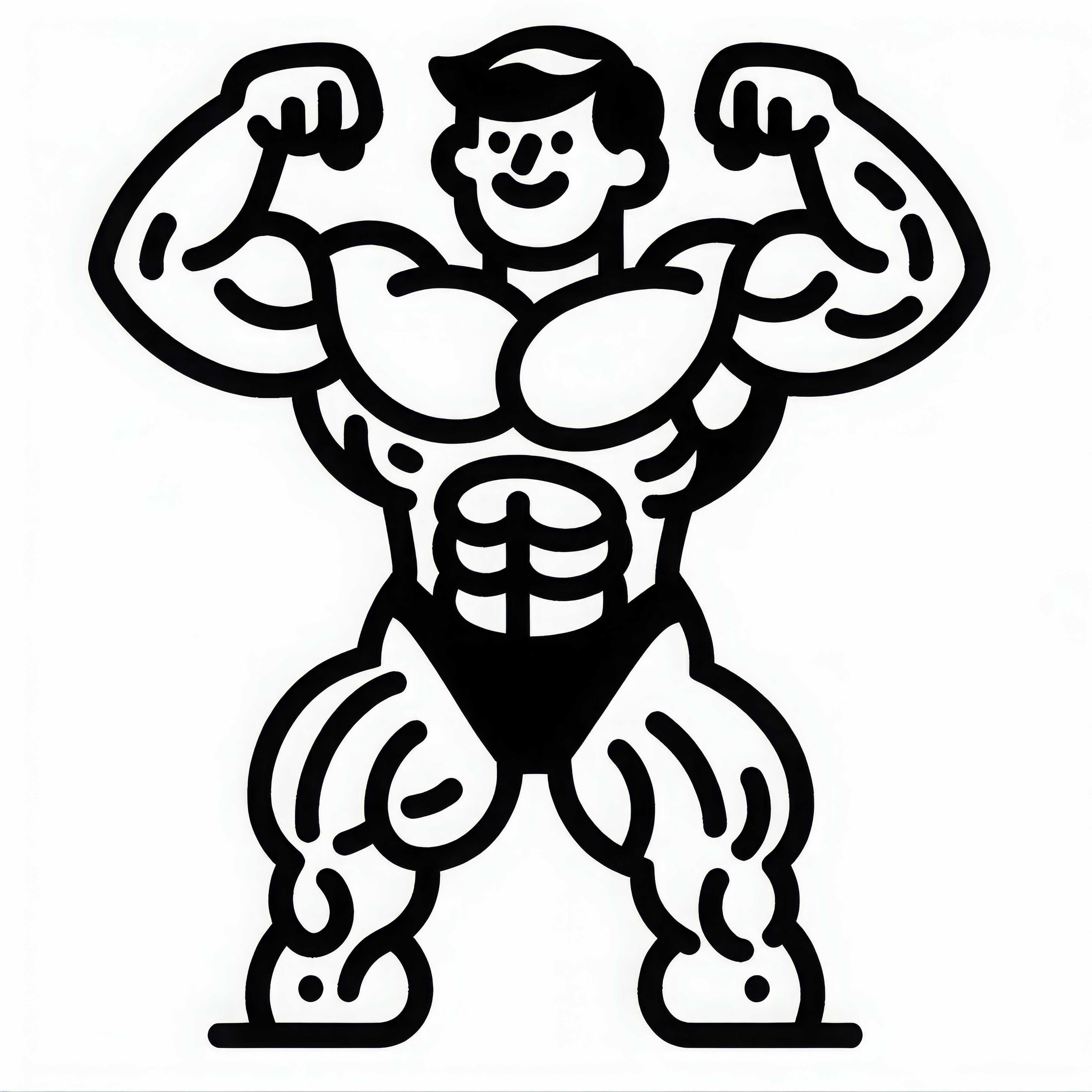 Bodybuilder shows his muscles - Coloring page simple free