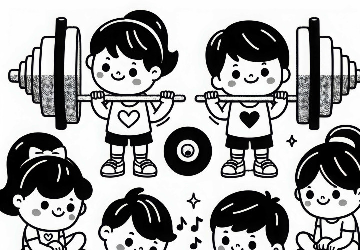 Los niños juegan a la plantilla de dibujo de culturismo gratis
