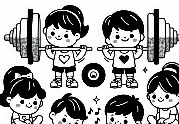 Children play bodybuilding coloring page free