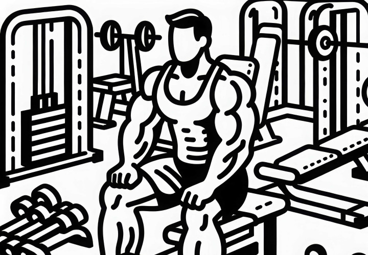 Gimnasio para entrenamiento de fuerza - Dibujo para colorear sencillo gratis