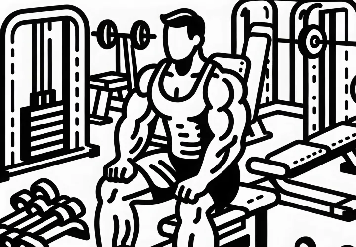 Gym for strength training - free coloring page easy