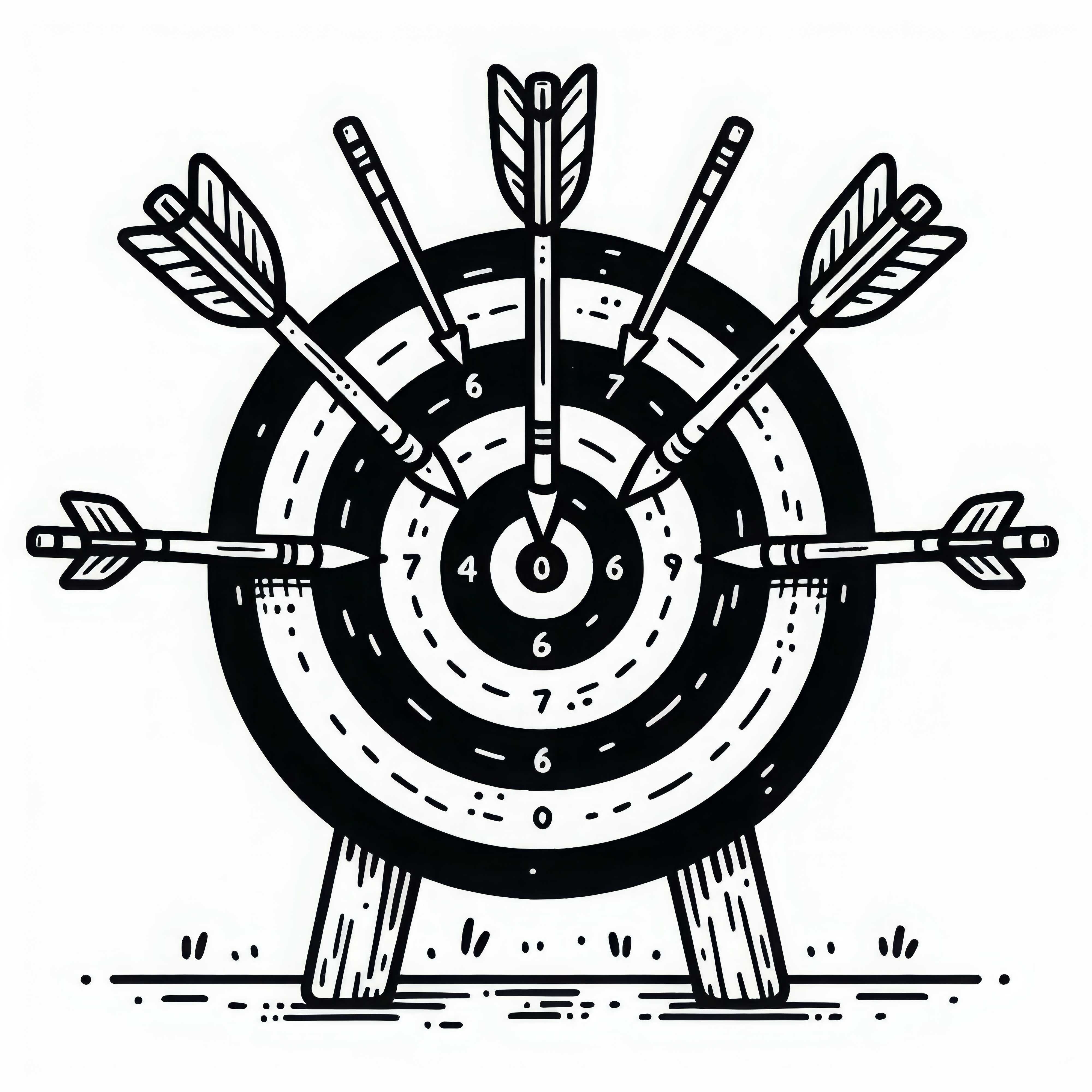 Descarga gratuita de imagen para colorear de un blanco de tiro con arco