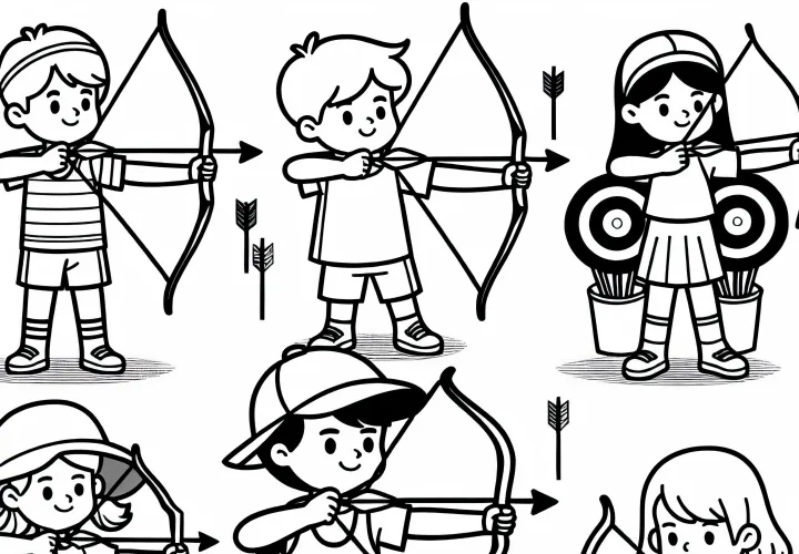 Free coloring page of children doing archery