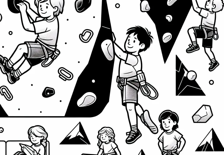 Children bouldering – Free coloring template