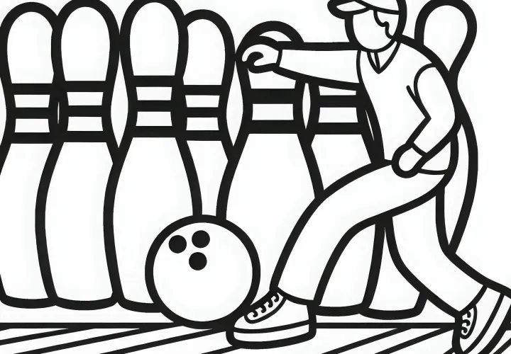 Bowling coloring template simple free