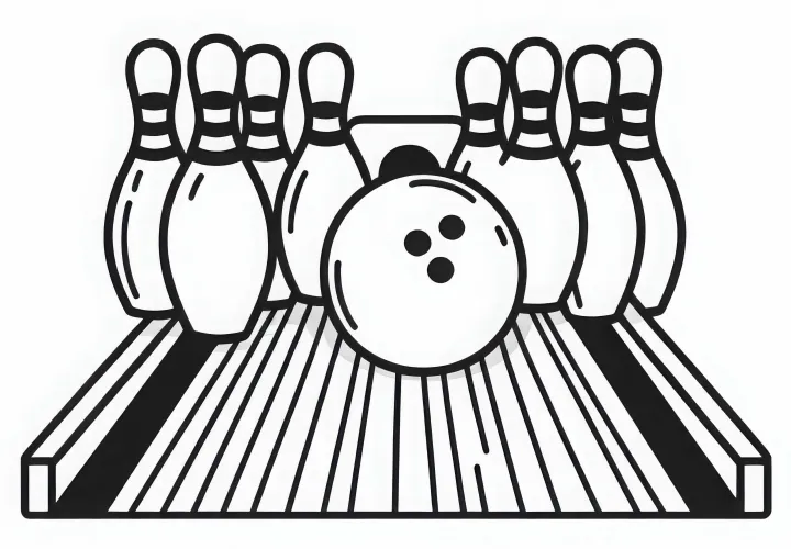 Bowling alley coloring page free to download