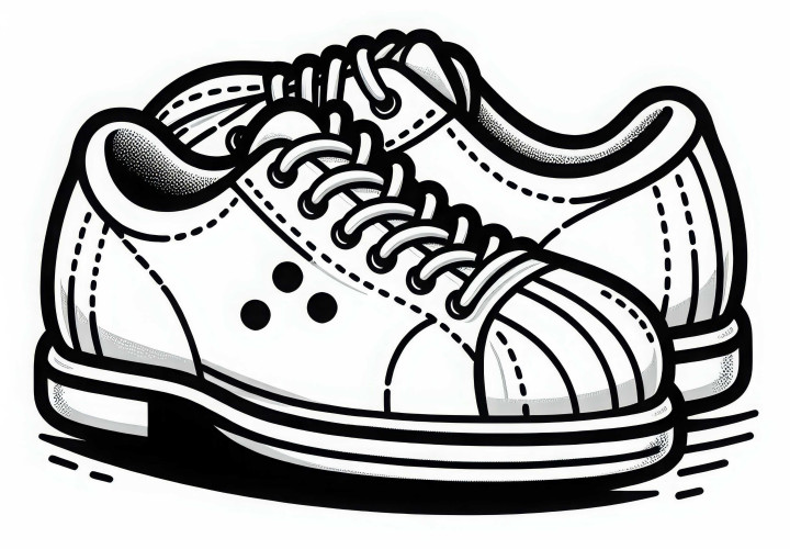 Plantilla para colorear de zapatos de bowling gratis para descargar Plantilla de color de zapatos de bolos gratis para descargar
