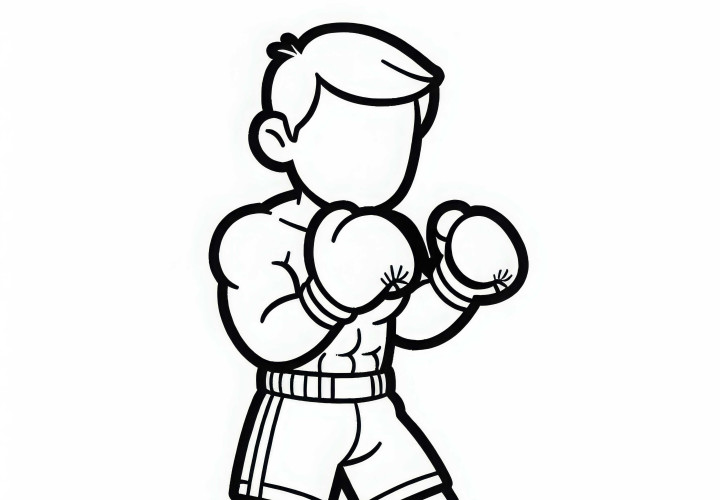 Modèle de coloriage de boxeur à télécharger gratuitement et à colorier en ligne Téléchargez gratuitement et en ligne un modèle de coloriage de boxeur simple