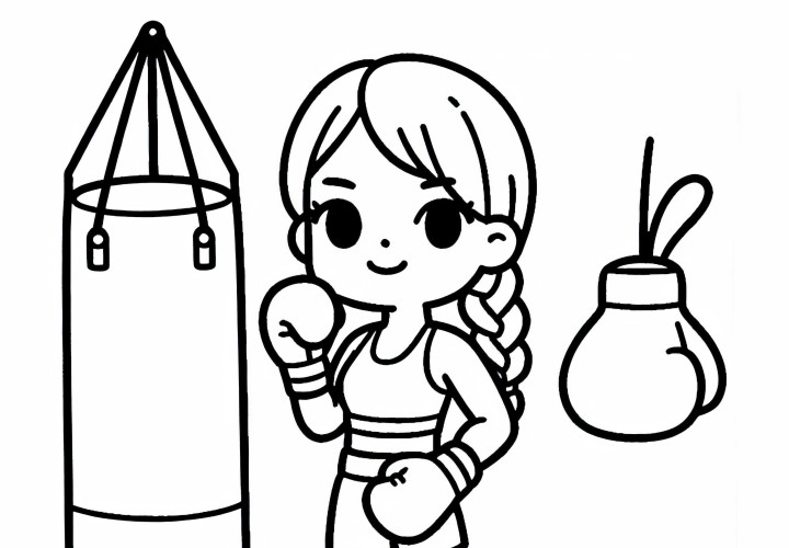 Modèle de coloriage de boxeuse simple et gratuit Modèle de coloriage de boxeuse simple et gratuit