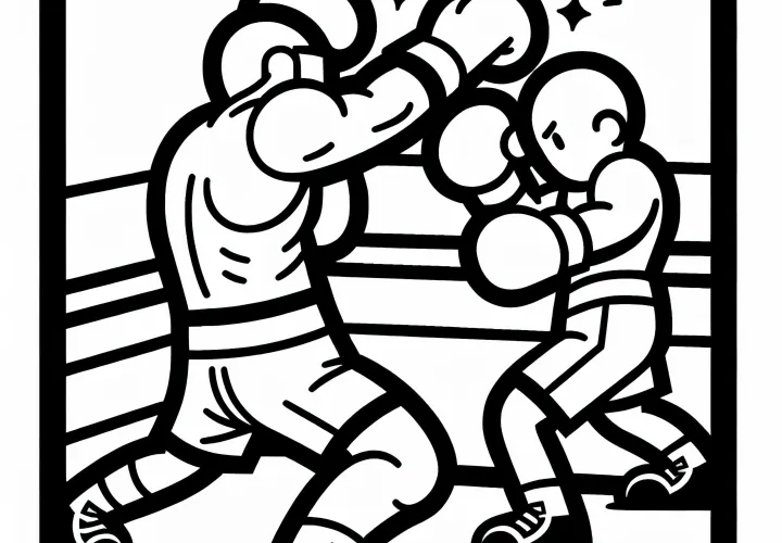 Boxer dodges a punch - Coloring page simple free