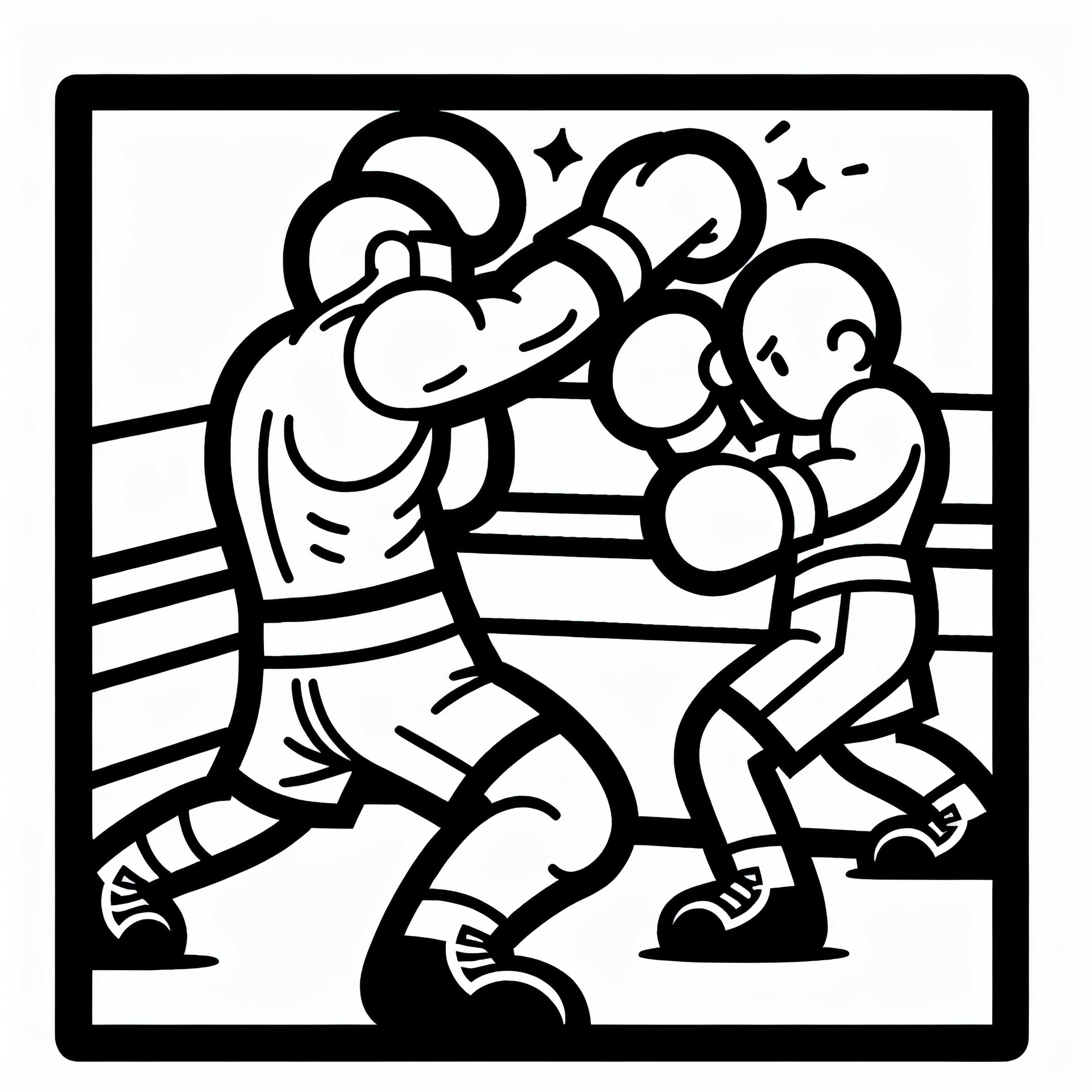 Boxer dodges a punch – coloring template easy free