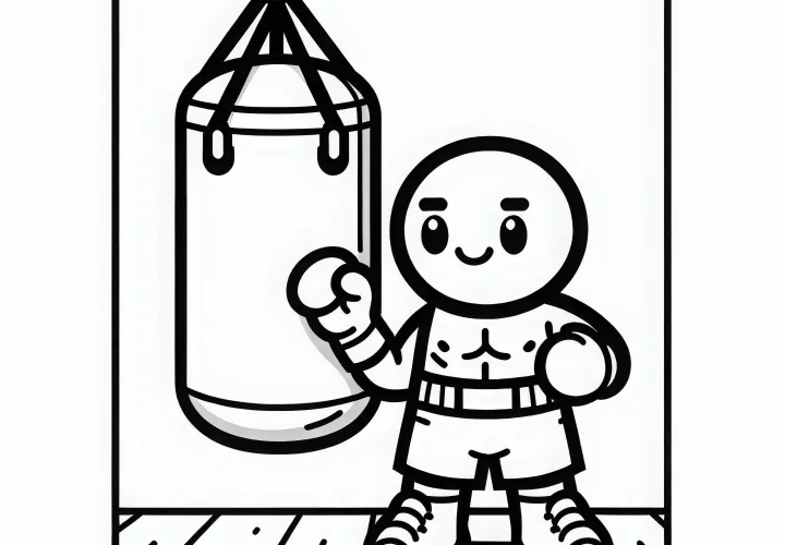 Boxing Bag Coloring Template Free Simple