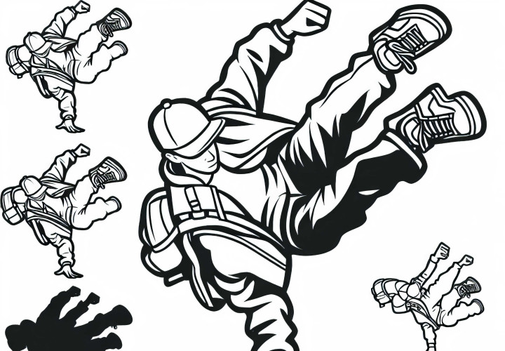 Ausmalbild eines Breakdancers kostenlos herunterladen