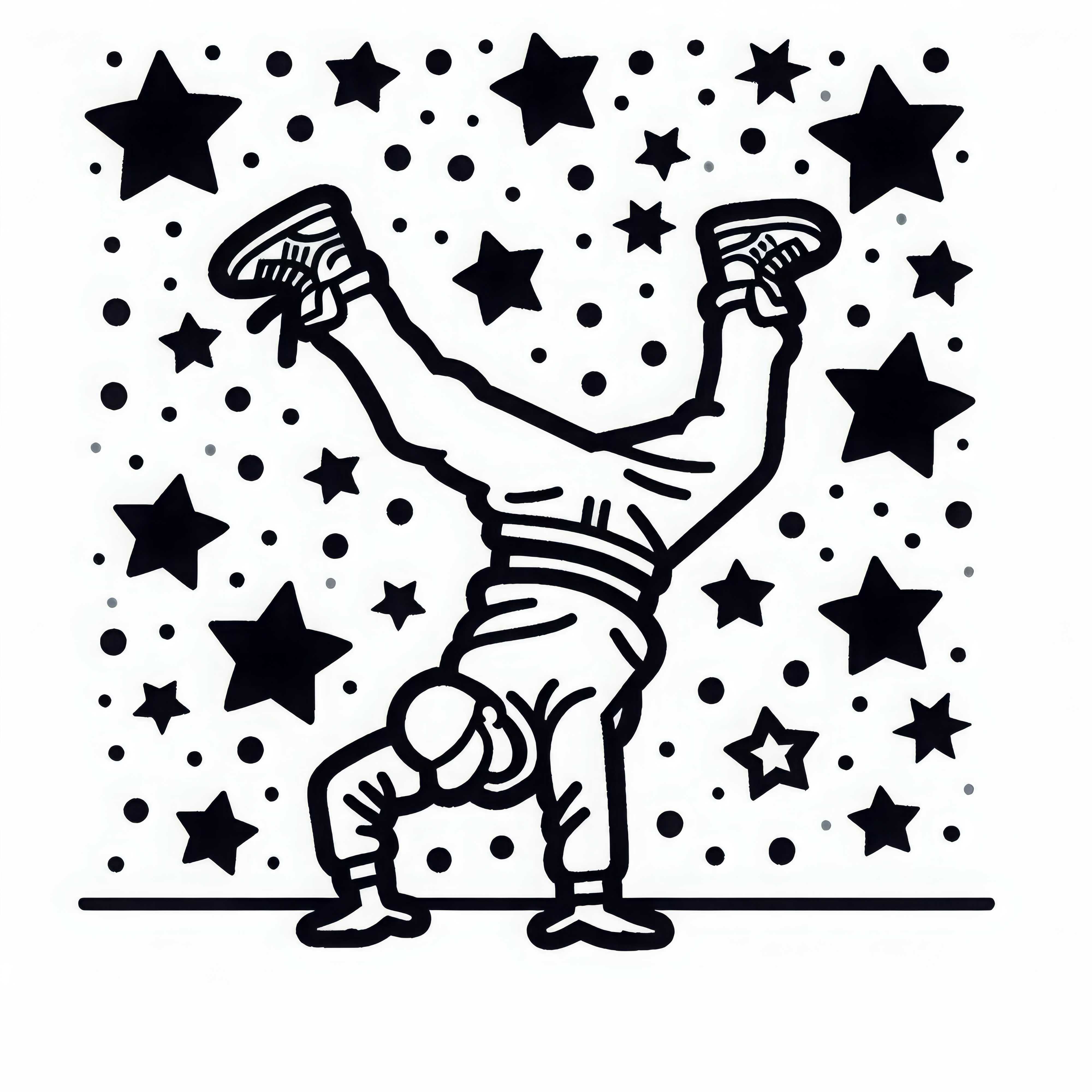 Breakdance-Tänzer führt Windmill-Move aus – Ausmalbild gratis