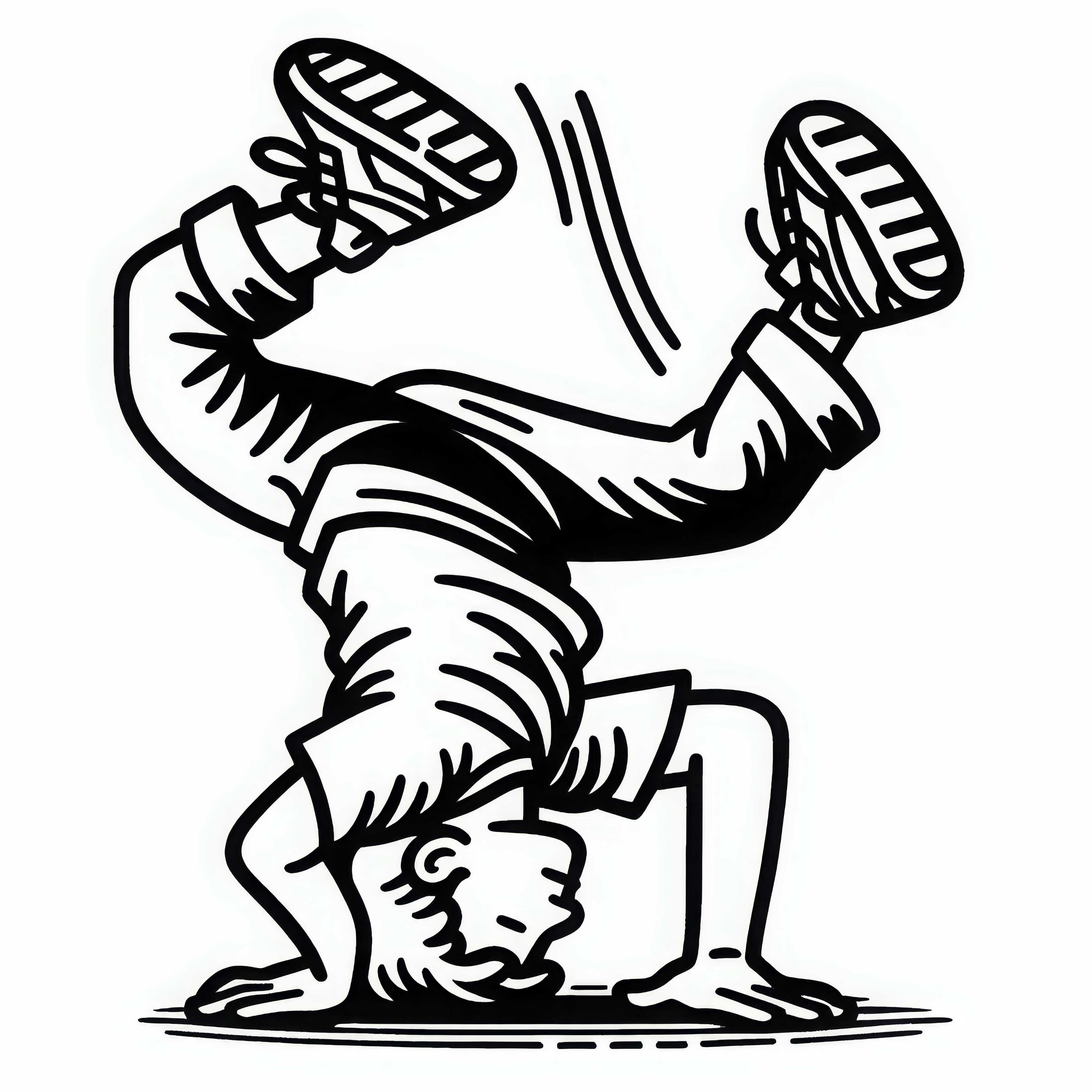 Breakdancer Dreht Sich Auf Dem Kopf – Headspin Ausmalbild Gratis