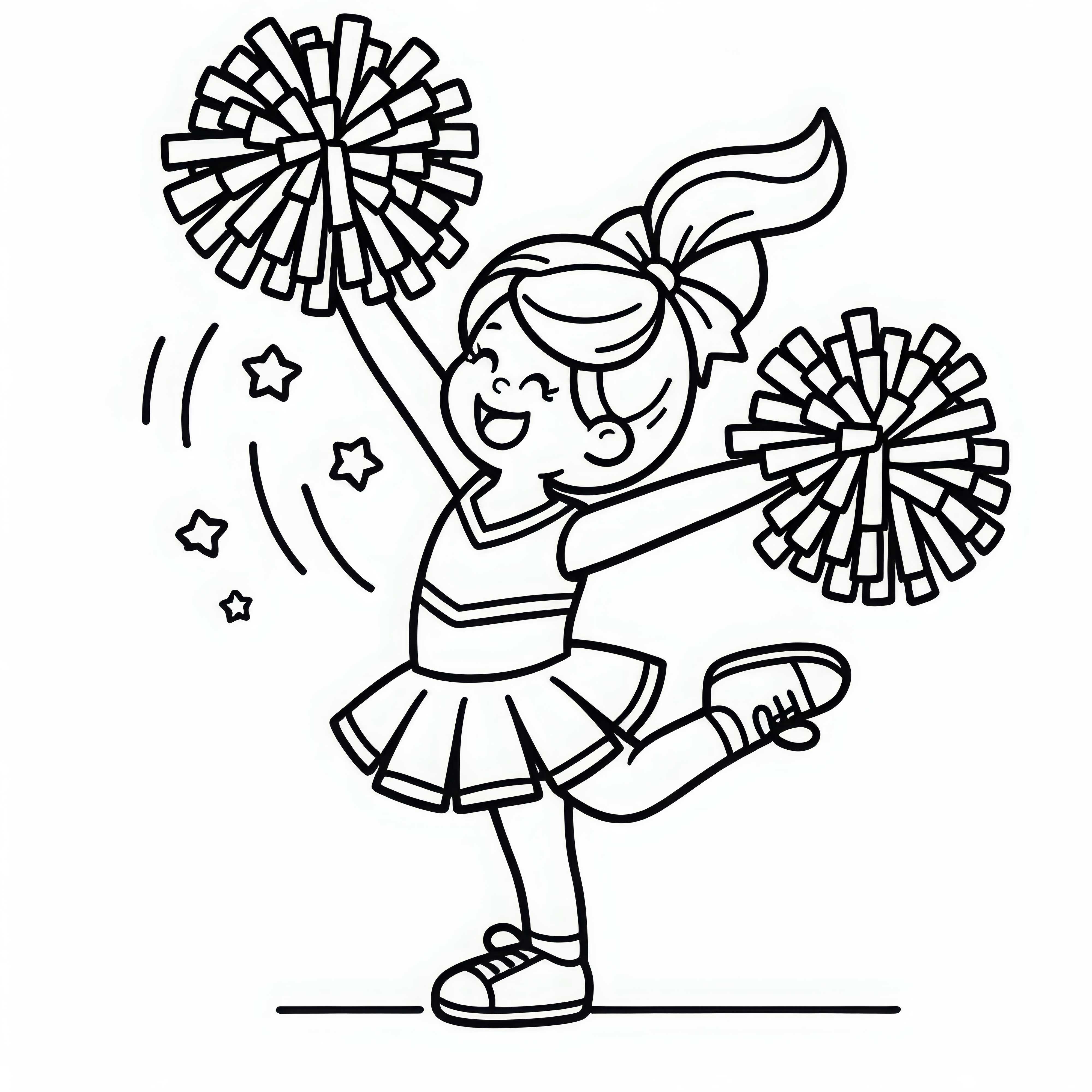 Animadora con pompones - Dibujo para colorear gratuito