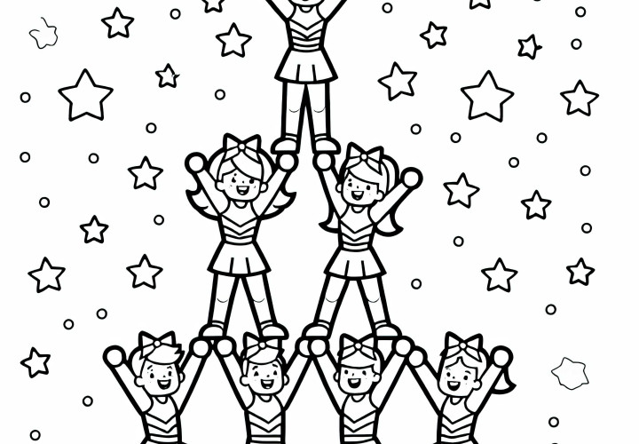 Dibujo para colorear de una pirámide de animadoras - Oferta de descarga gratuita