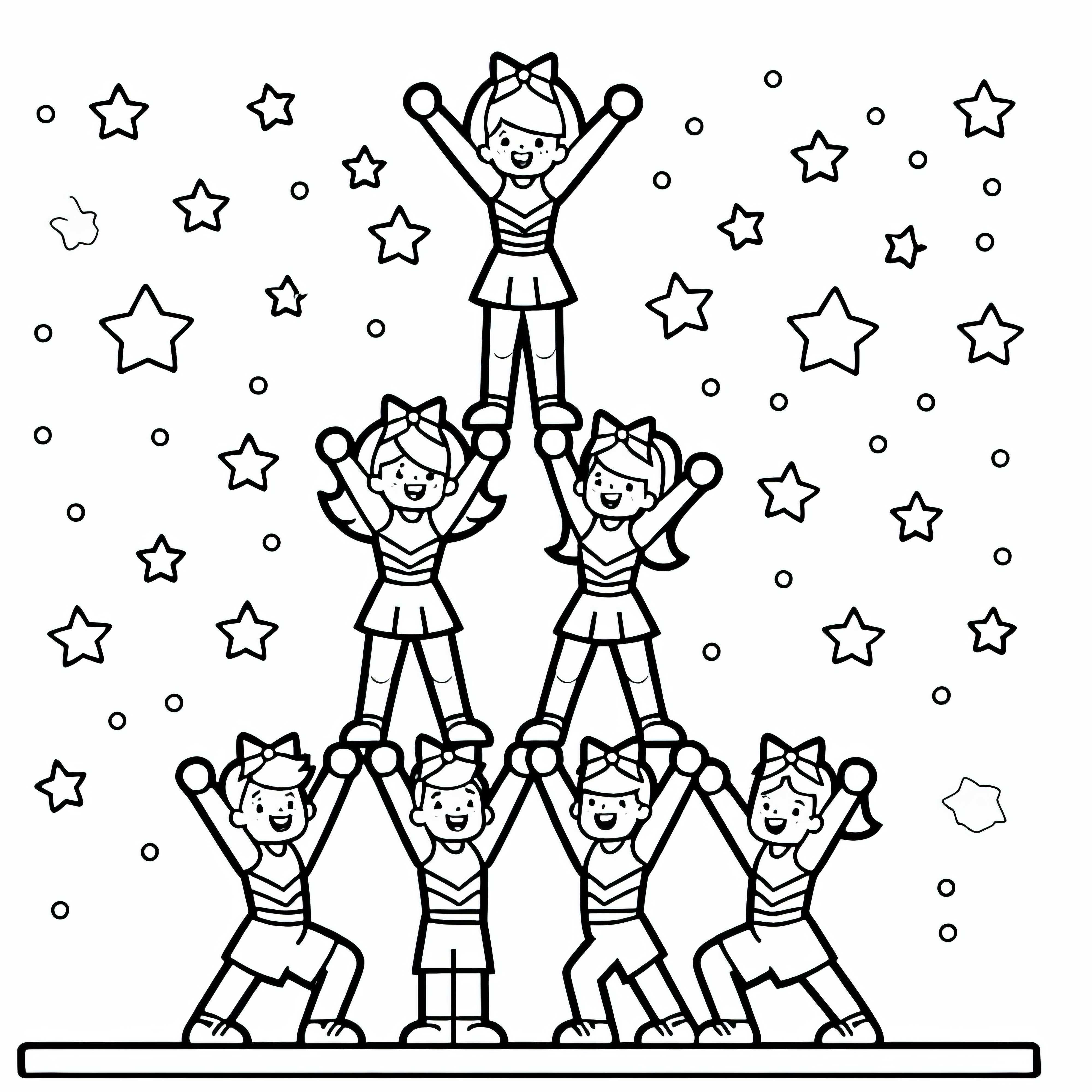 Dibujo para colorear de una pirámide de animadoras - Oferta de descarga gratuita