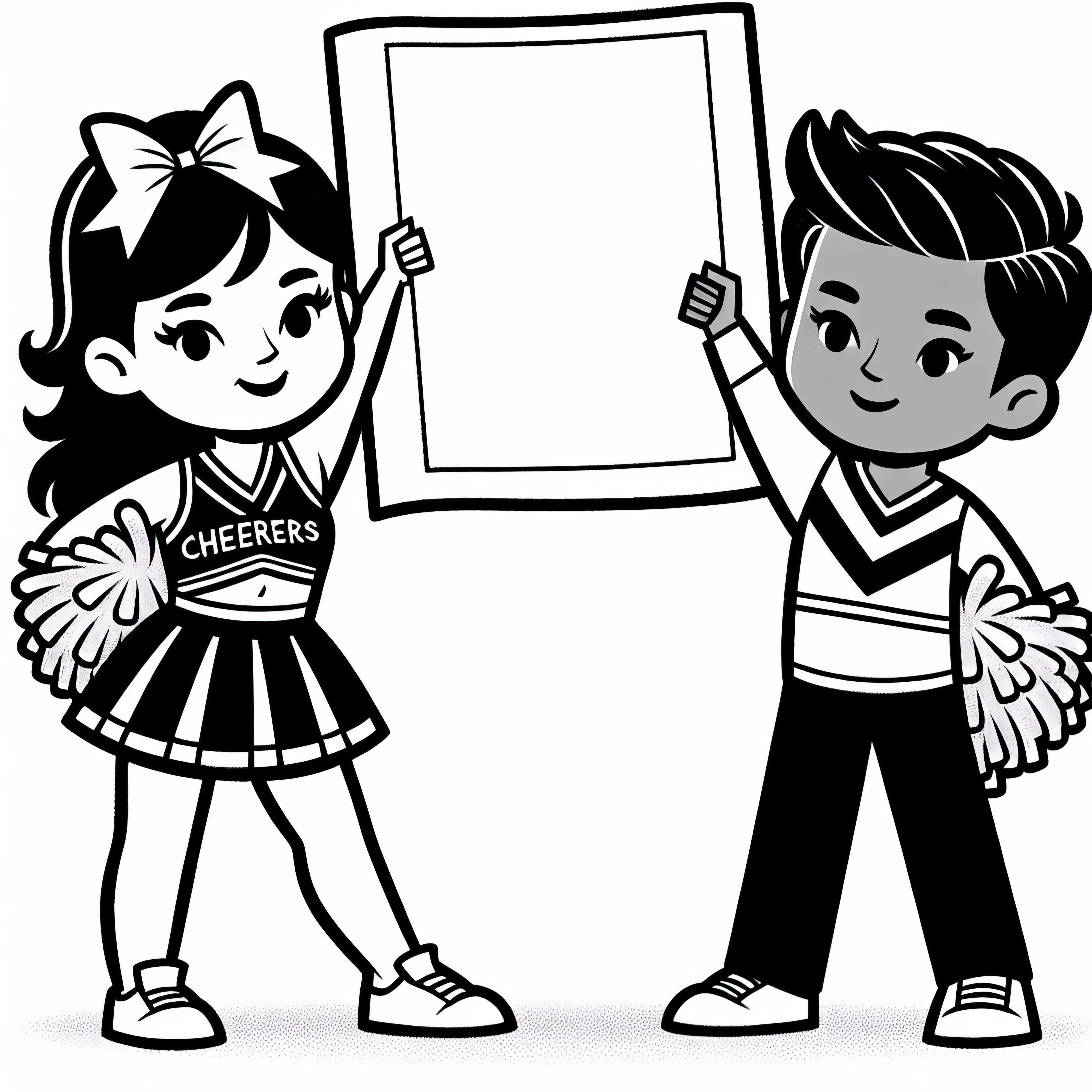 Las animadoras sostienen pancartas – Dibujo para colorear gratuito