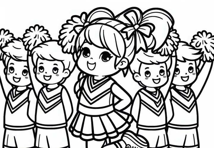 Free downloadable coloring page of cheerleading