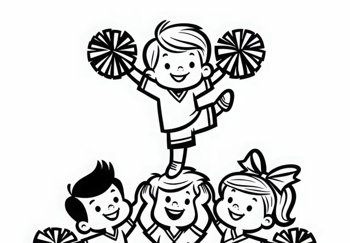 Children in Cheerleading – Coloring Template Simple and Free