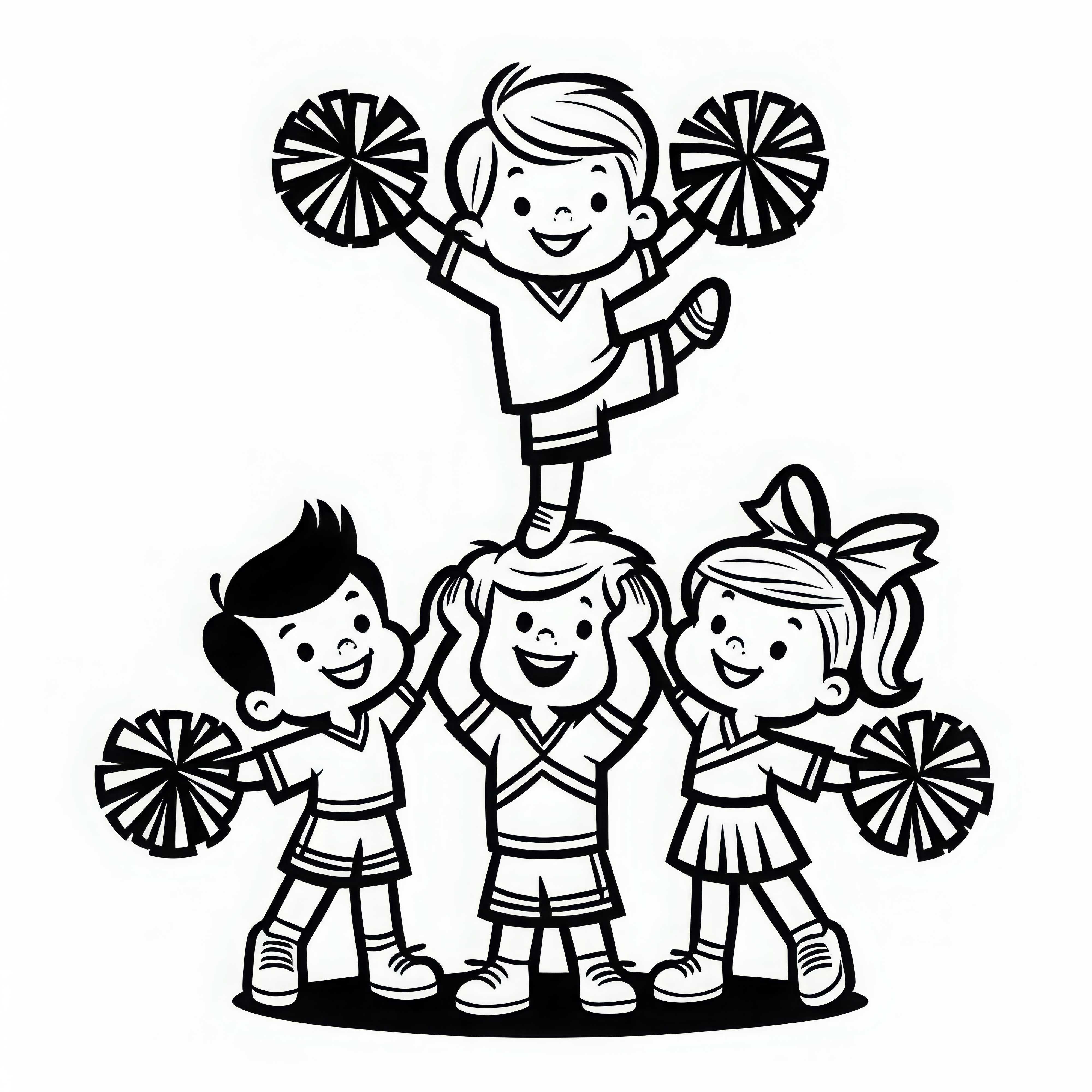 Niños animando - Plantilla para colorear fácil y gratuita