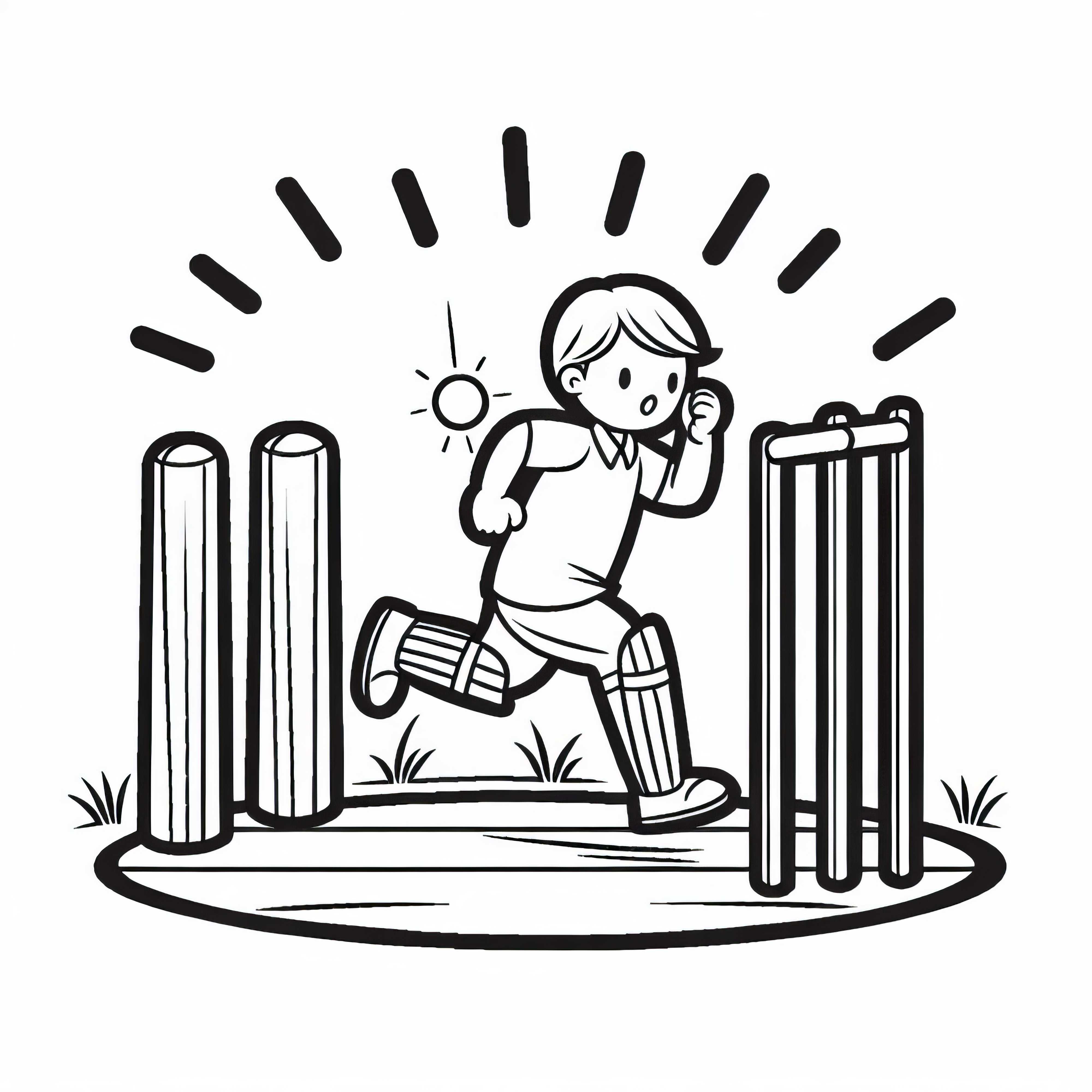 El jugador de cricket corre - Plantilla para colorear sencilla y gratuita