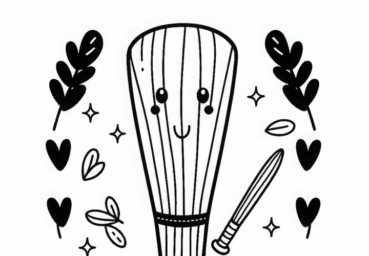 Wooden cricket bat coloring page simple free