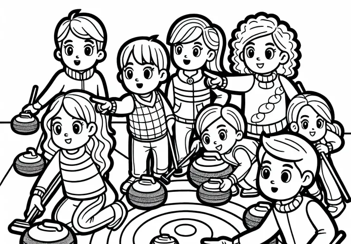 Curling Team coloring page simple free