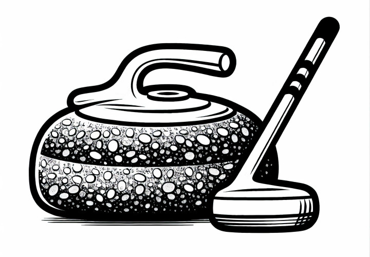 Curling-Stein aus Granit als Ausmalbild – Gratis Download Curling-Stein aus Granit als Ausmalbild – Gratis Download