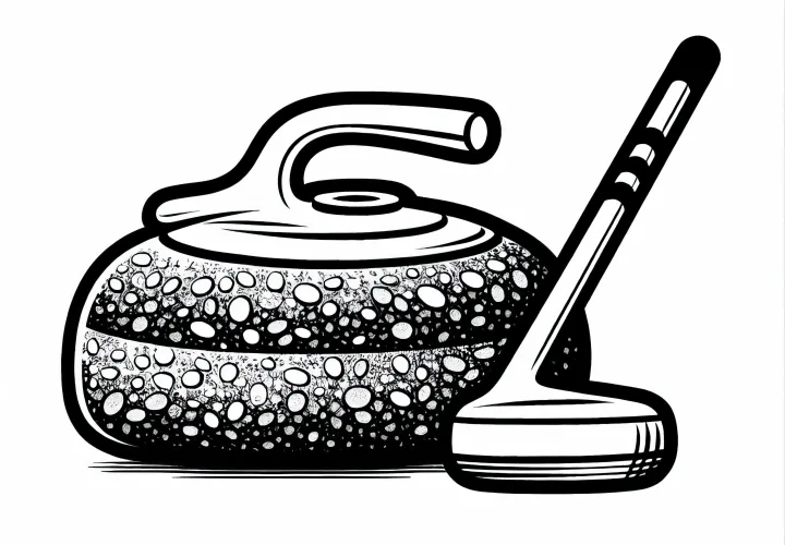 Curling stone made of granite as a coloring page – Free download