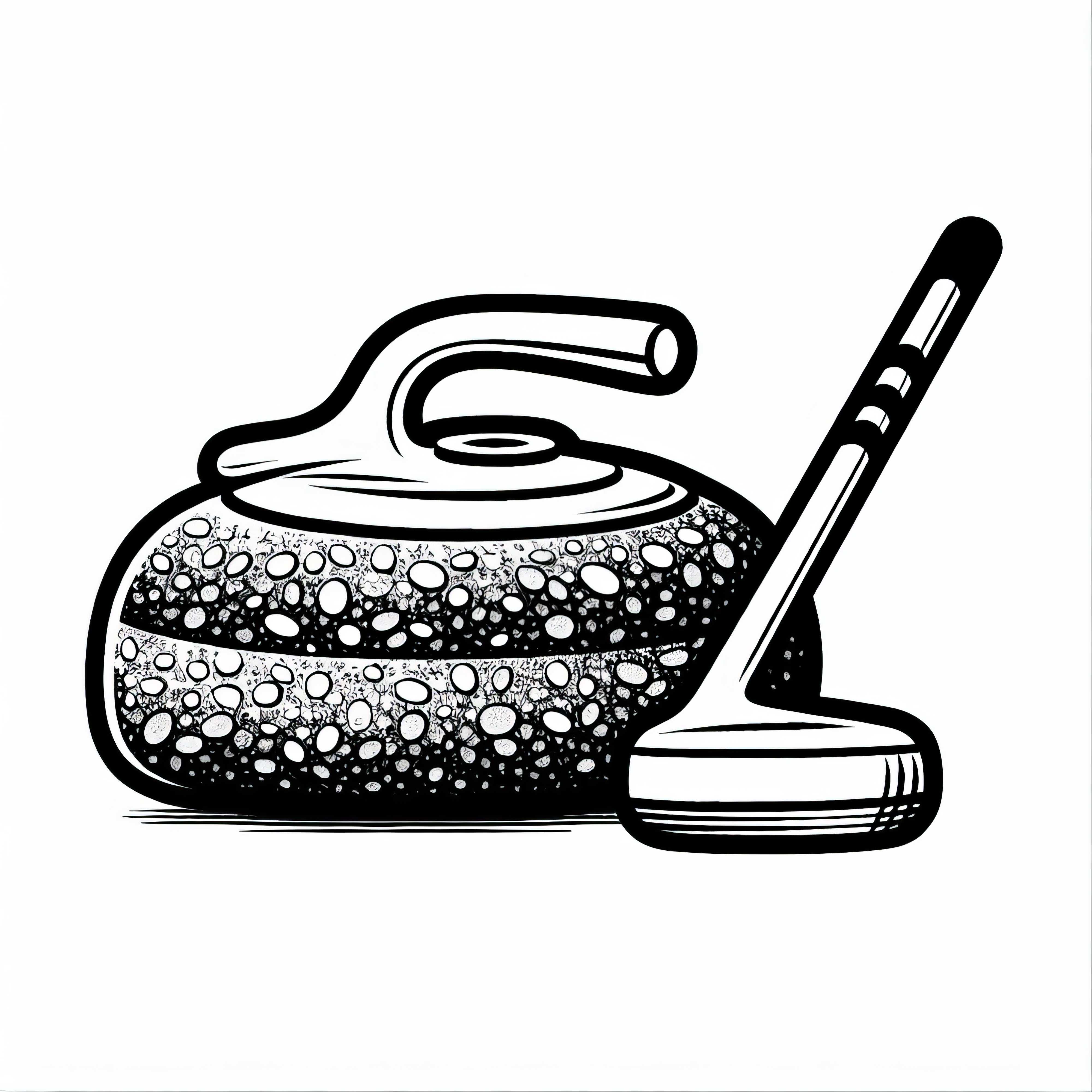 Curling-Stein aus Granit als Ausmalbild – Gratis Download