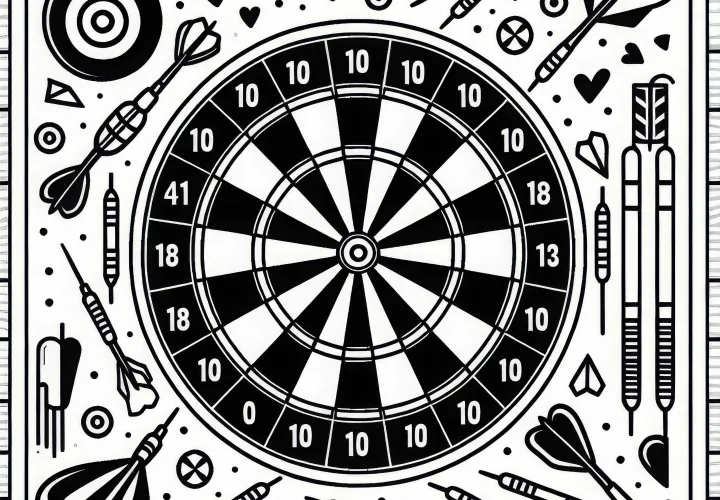 Dartboard coloring template free and simple