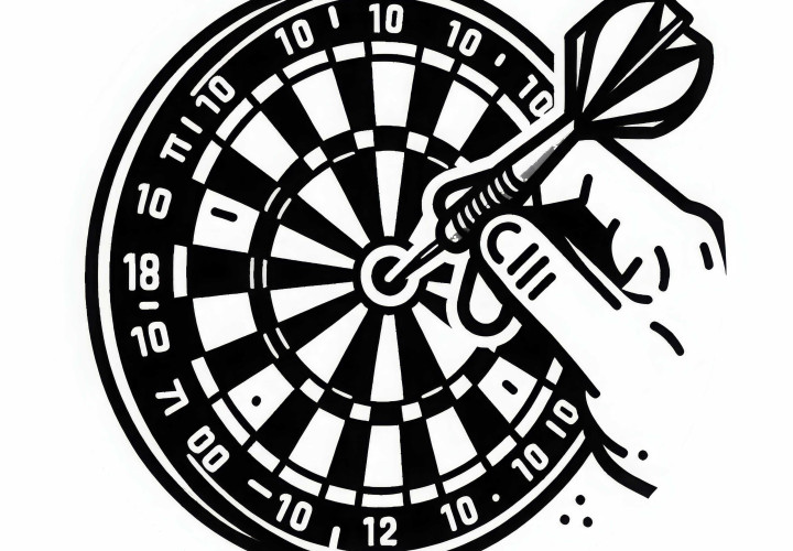Diana de dardos con el centro perfectamente acertado como imagen para colorear gratis Diana de dardos con el bullseye perfectamente marcado como imagen para colorear gratuita