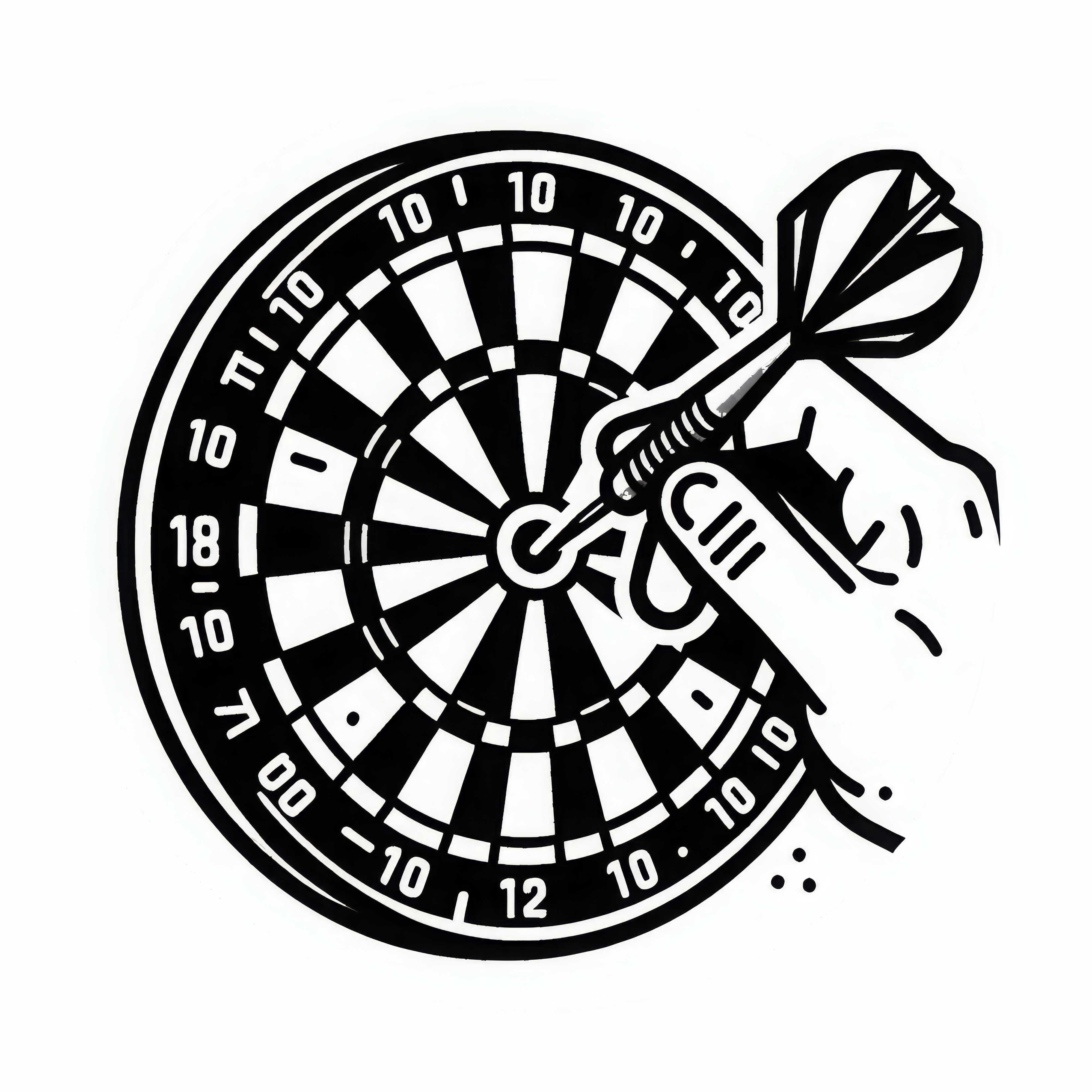 Diana de dardos con el bullseye perfectamente acertado como dibujo para colorear gratis
