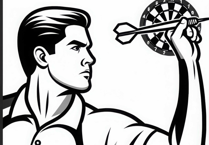 Jugadores de dardos apuntas - Dibujo para colorear gratis