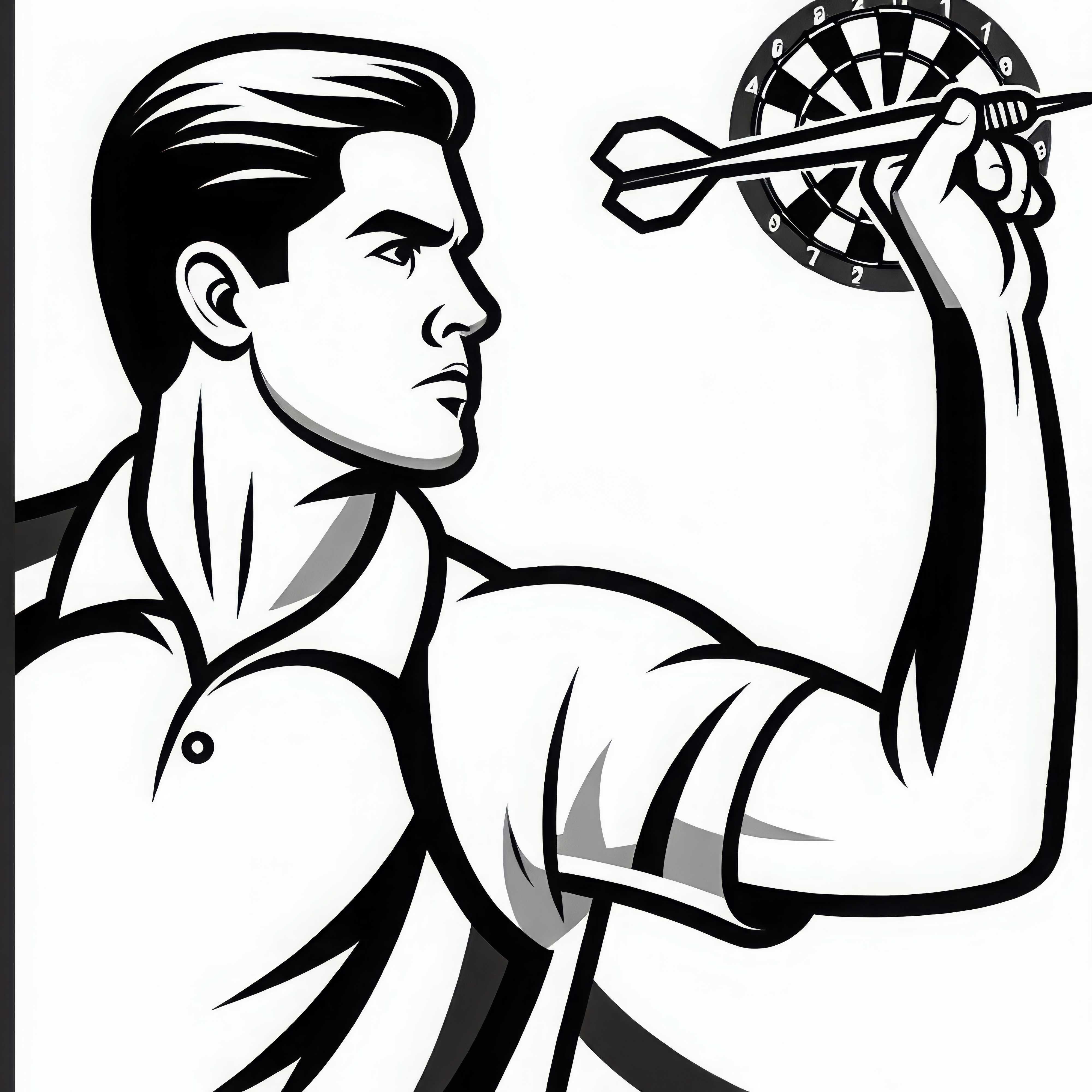 Jugador de dardos apunta - Dibujo para colorear gratis
