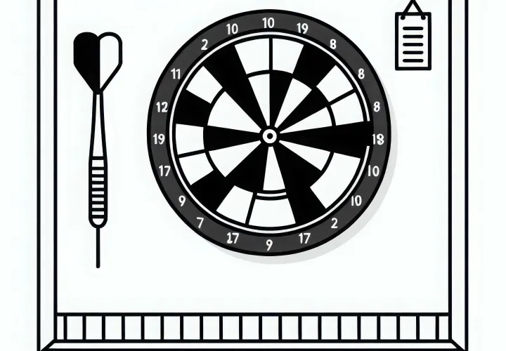 Dartboard on the wall – Simple coloring page free of charge
