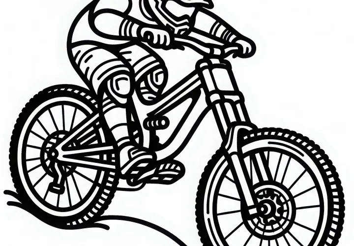 Free Downhill Mountain Bike Coloring Page