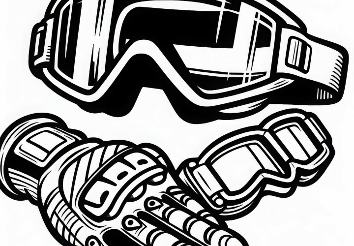 Fahrradbrille und Handschuh fürs Downhill Mountainbiking – Ausmalbild Kostenlos Fahrradbrille und Handschuh fürs Downhill Mountainbiking – Ausmalbild Kostenlos