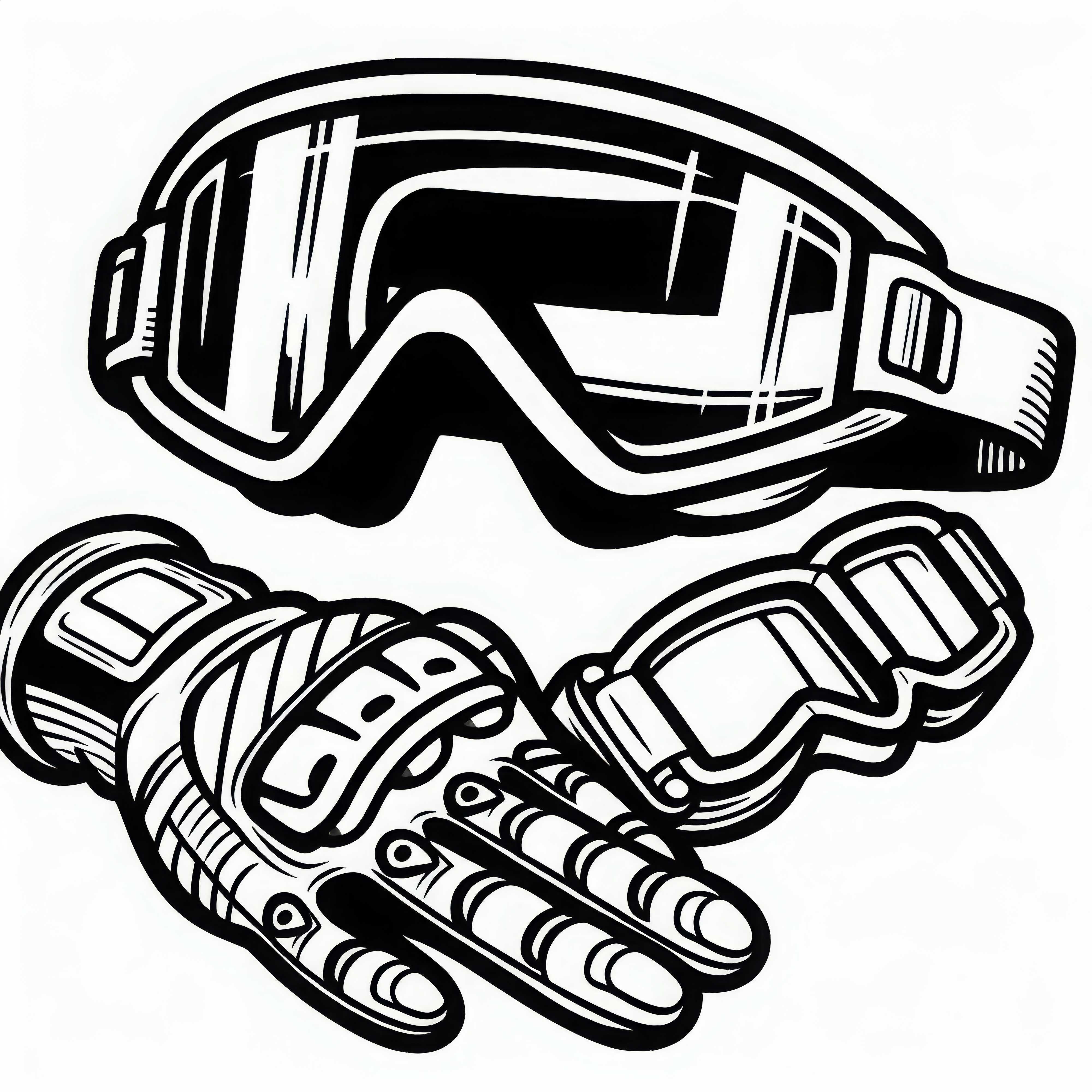 Fahrradbrille und Handschuh fürs Downhill Mountainbiking – Ausmalbild Kostenlos