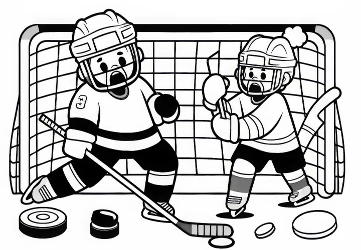 Ice hockey player coloring page simple free