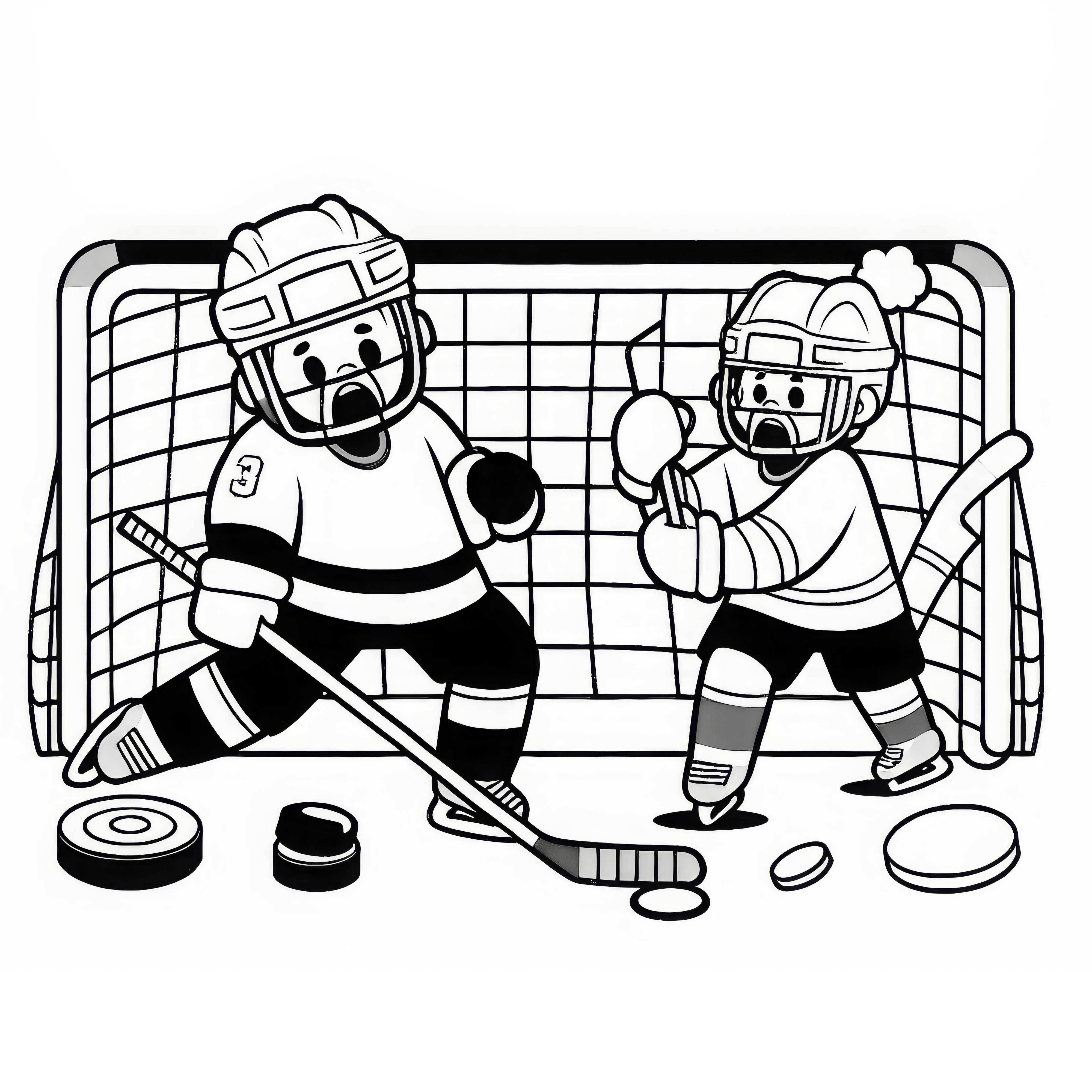 Disegno da colorare di giocatori di hockey su ghiaccio facile e gratuito