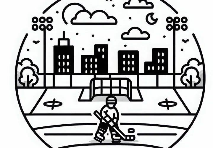 Hockey rink coloring template simple free